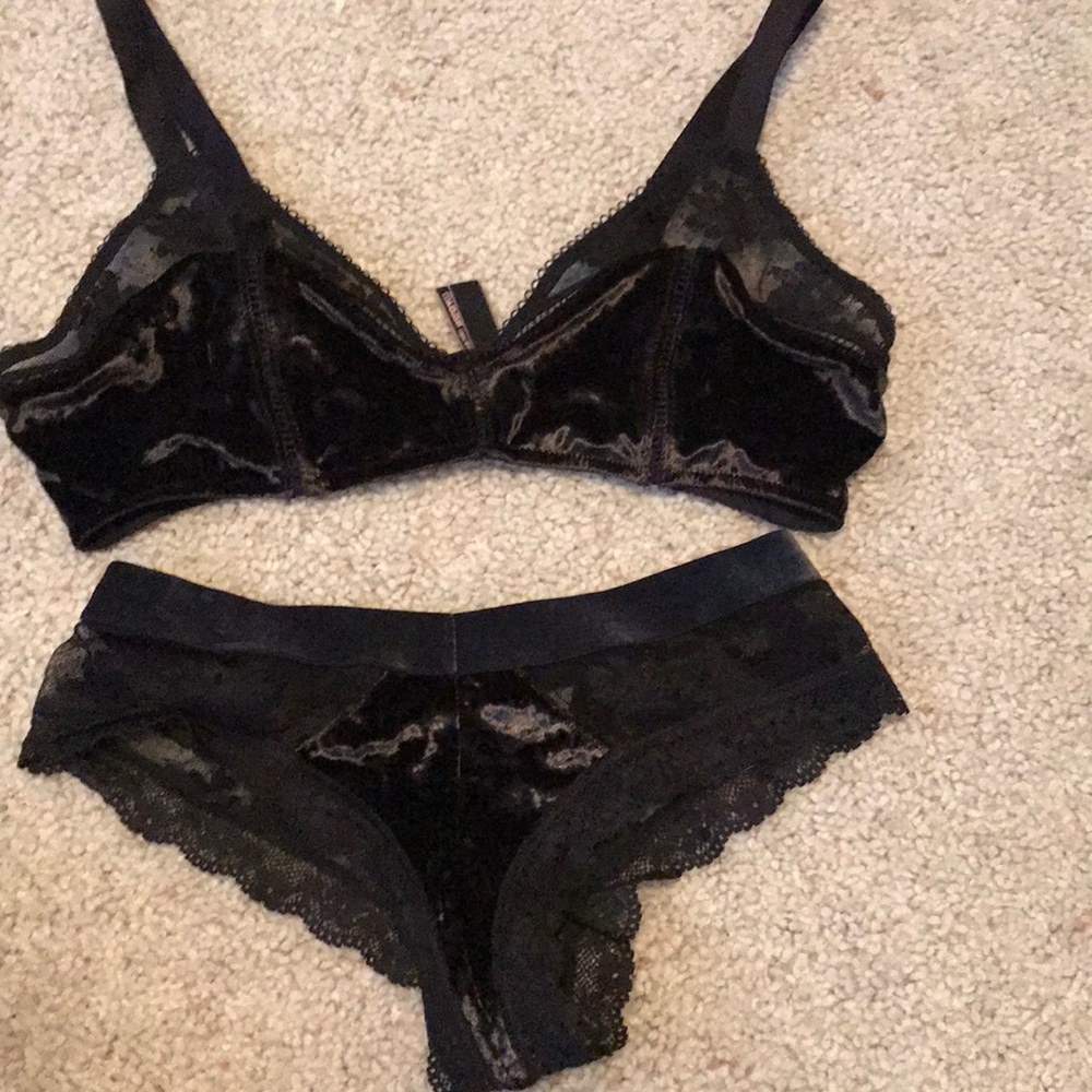 Victoria’s Secret velvet bralette and panty set